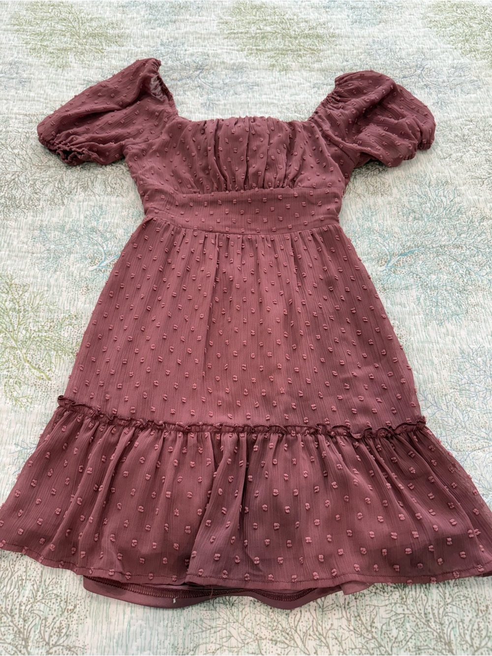 Altar'd State Dusty Rose Swiss Dot Open Back Mini Dress
